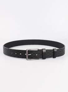 男士紋理矩形扣帶，配有打孔工具 - 黑色 - 查看 3