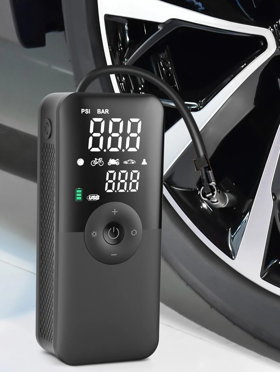 1入組便攜汽車輪胎充氣機 - 黑色 - 查看 1