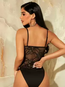 SHEIN SXY 素色蕾絲吊帶連體衣