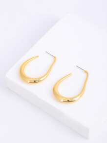 U-Shaped Cuff Hoop Earrings - Yellow Gold - View 2