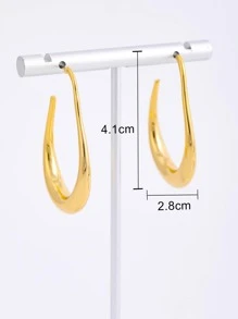 U-Shaped Cuff Hoop Earrings - Yellow Gold - View 3