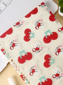 1pc Cherry Print Loose-leaf Notebook