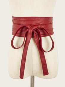 Thắt lưng thắt nơ đỏ phù hợp với váy dạ hội thanh lịch - Đỏ - Xem 3