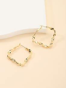 Pendientes de aro con diseño girante - Amarillo Oro - Ver 1