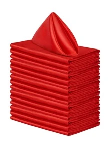 6pcs-43*43cm Solid Color Napkins, Polyester Napkins, Suitable For Restaurants And Living Rooms - Red - View 1