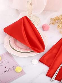 6pcs-43*43cm Solid Color Napkins, Polyester Napkins, Suitable For Restaurants And Living Rooms - Red - View 4