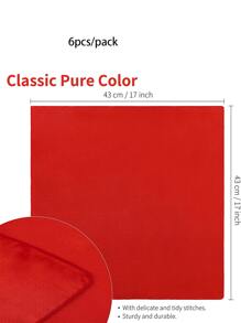 6pcs-43*43cm Solid Color Napkins, Polyester Napkins, Suitable For Restaurants And Living Rooms - Red - View 5