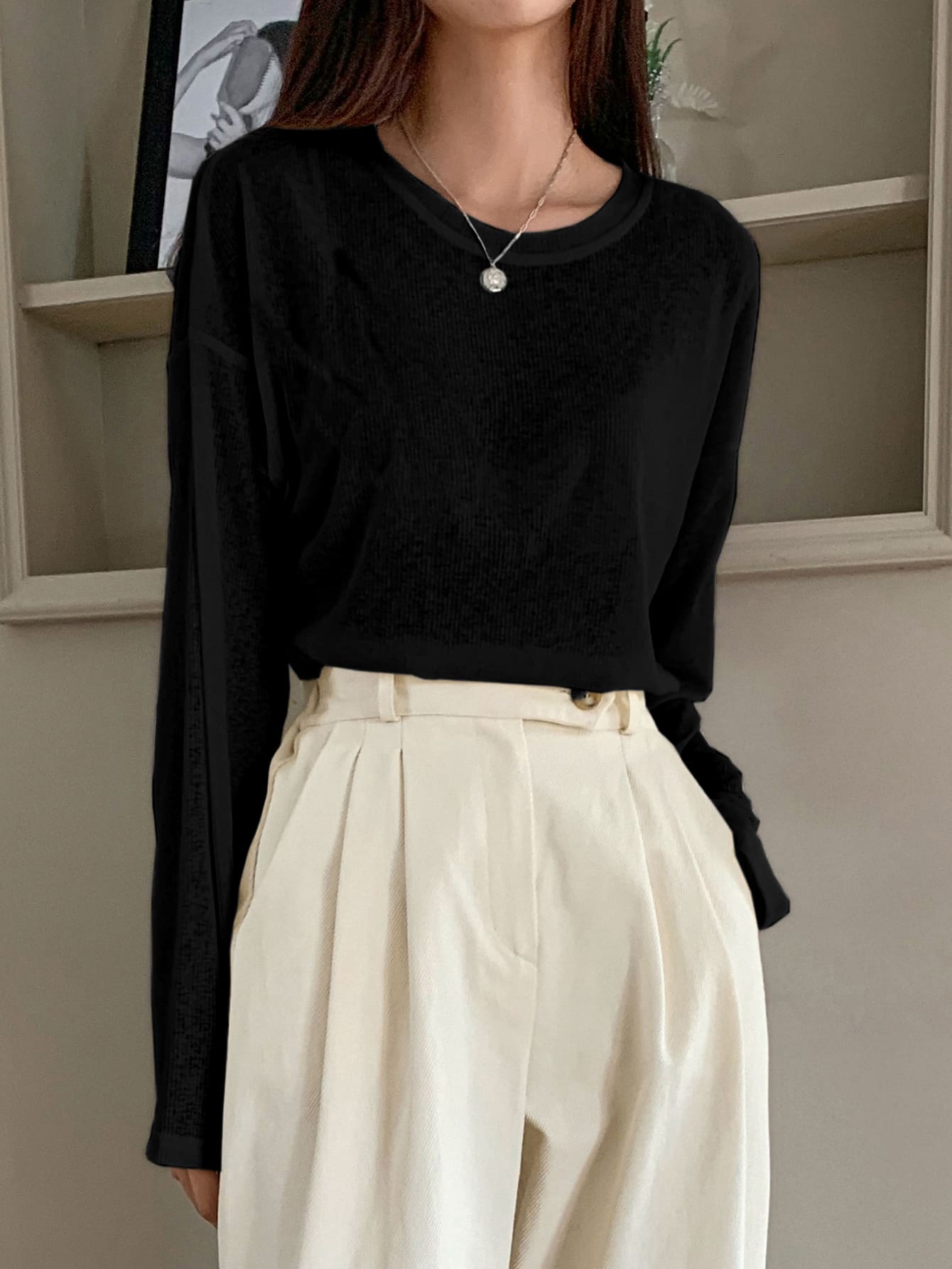 Solid Drop Shoulder Tee