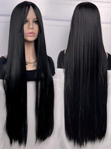 自然超長直筒人造假髮帶劉海 - 黑色 - 查看 1