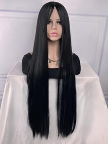 自然超長直筒人造假髮帶劉海 - 黑色 - 查看 3