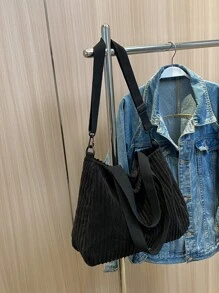 Fuzzy, Soft, Plush Fluffy Shoulder Tote Bag For Girls, Women, College Students, Rookies & White-Collar Workers For Work, Office, Commute, For Autumn & Winter, Warm Winter, Outdoors Fall Clothes For Women - Black - View 6