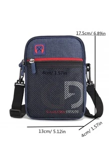 GAOLEMA Bolso cuadrado de malla con panel gráfico con letras mini para hombres, bolso de mezclilla para trabajo y escuela, bolso de mano, mochila, bolso bandolera, bolso deportivo para estudiante de secundaria y universidad, para viajes, universidad y escuela, bolso bandolera para hombre, bolso cruzado, bolso de hombro, bolso lateral, vuelta al cole, útiles escolares, bolso tipo mensajero de otoño, bolso para hombre, bolso cilíndrico, Halloween, Navidad - Azul - Ver 3