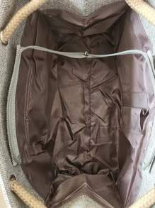 Minimalist Linen Shopper Bag - Grey - View 5