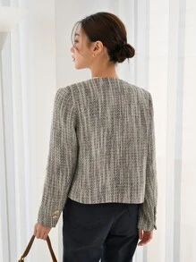 DAZY Space Dye Flap Pocket Single Breasted Jacket Winter - Mocha Brown - View 2