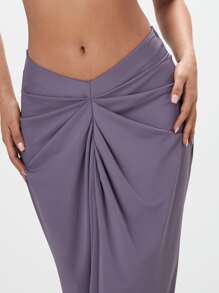 SHEIN BAE Mock Neck Crop Tank Top & Ruched Skirt - Mauve Purple - View 3