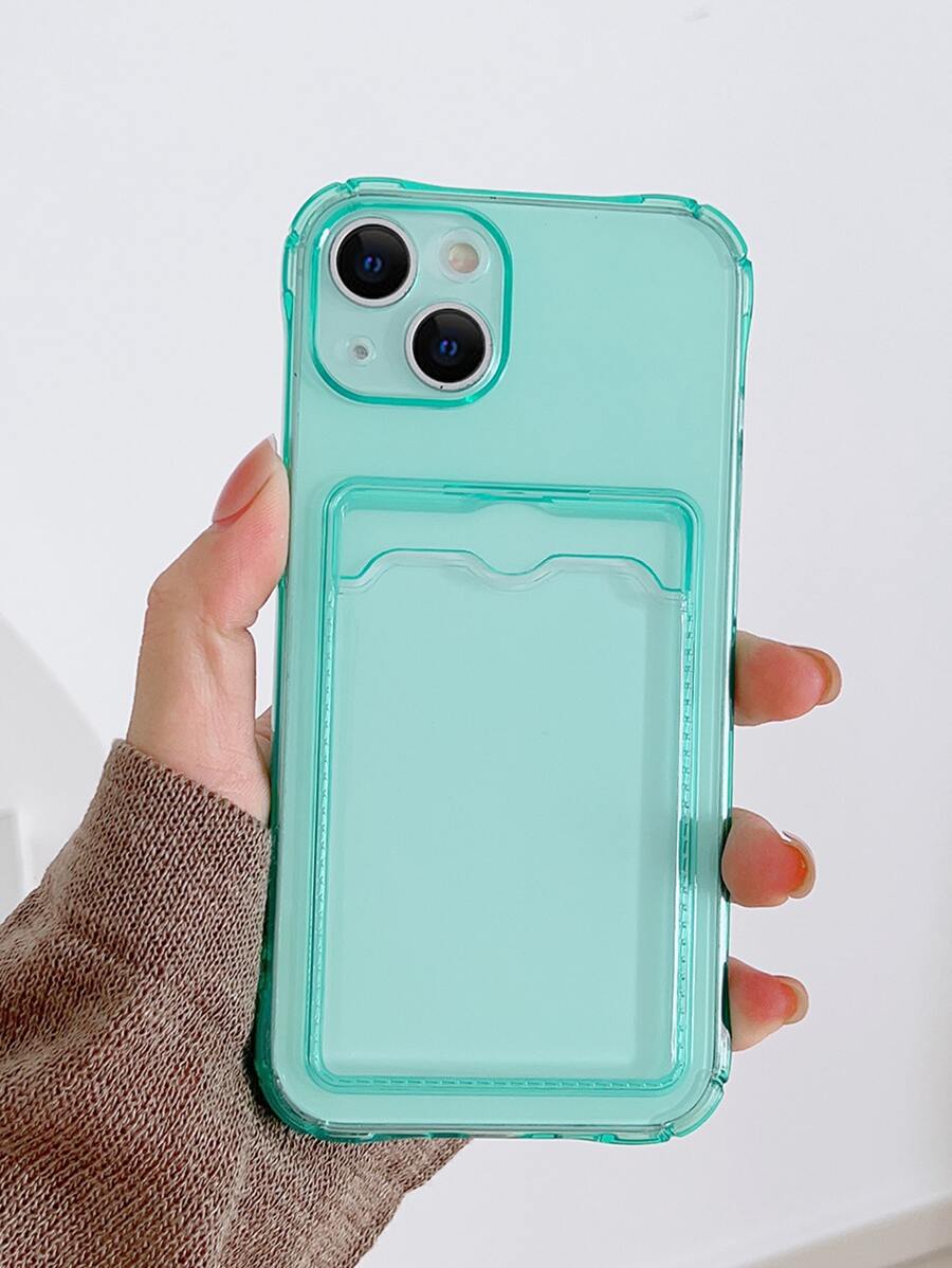 透明手機殼帶插卡槽 - 綠色 - 查看 1