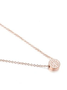 Cubic Zirconia Round Decor Necklace - Rose Gold - View 2
