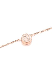 Cubic Zirconia Round Decor Necklace - Rose Gold - View 3