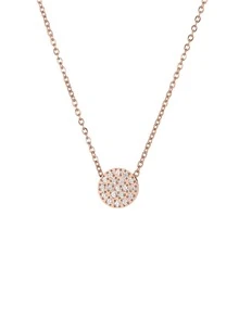 Cubic Zirconia Round Decor Necklace - Rose Gold - View 4