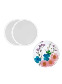 1pc Round DIY Silicone Mold, White Coaster Silicone Mold, For DIY - White - View 1