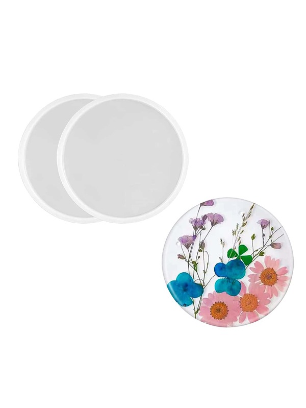 1pc Round DIY Silicone Mold, White Coaster Silicone Mold, For DIY