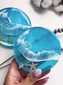 1pc Round DIY Silicone Mold, White Coaster Silicone Mold, For DIY - White - View 2