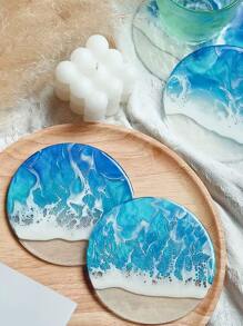 1pc Round DIY Silicone Mold, White Coaster Silicone Mold, For DIY - White - View 3