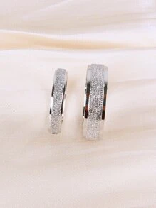 2 piezas Anillo pareja con textura - Plateado - Ver 2