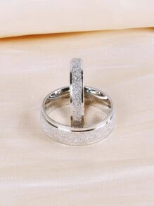 2 piezas Anillo pareja con textura - Plateado - Ver 3