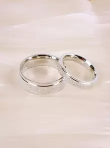 2 piezas Anillo pareja con textura - Plateado - Ver 4