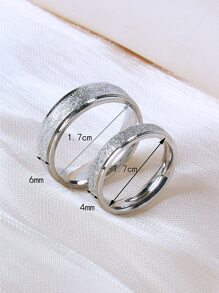 2 piezas Anillo pareja con textura - Plateado - Ver 7