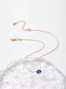 imoli Minimalist Rhinestone Choker - Blue - View 4