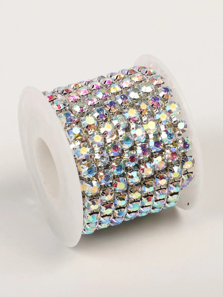 1 rollo Cadena DIY con diseño de diamante de imitación - Multicolor - Ver 1
