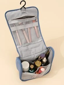 1 pieza Bolso de maquillaje unicolor cremallera - Celeste - Ver 2