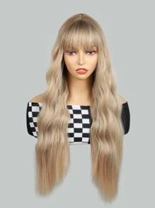 nimoki Long Body Wave Synthetic Wig With Bangs - Gold - View 1