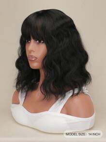 Tóc Giả Tổng Hợp Xoăn Ngắn Có Bangs - màu đen - Xem 2