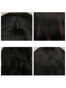 Tóc Giả Tổng Hợp Xoăn Ngắn Có Bangs - màu đen - Xem 6