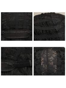 Tóc Giả Tổng Hợp Xoăn Ngắn Có Bangs - màu đen - Xem 7