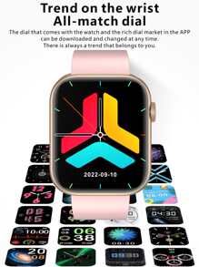 1 件男女款运动型心率监测和通话智能手表，兼容安卓和 iOS - 粉色 - 查看 9