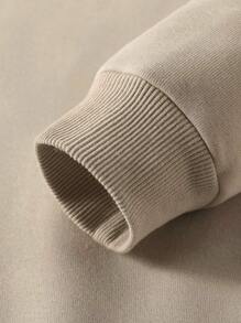 SHEIN LUNE Plus Letter Graphic Thermal Lined Sweatshirt - Apricot - View 4