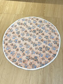 1 pieza Cama acogedora con cojín de felpa para perros y gatos con estampado de huellas, adecuada para mascotas pequeñas, medianas y grandes para interiores, cómoda y antideslizante - Camel - Ver 2