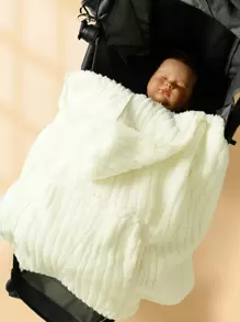 1pc Baby Plush Swaddling Blanket - White - View 2