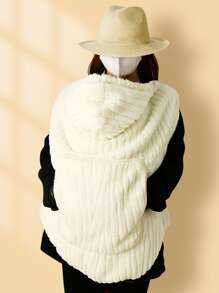 1pc Baby Plush Swaddling Blanket - White - View 3