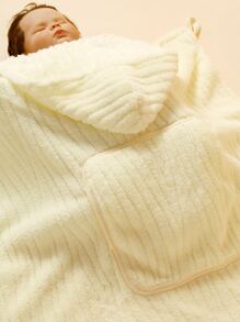 1pc Baby Plush Swaddling Blanket - White - View 6