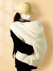 1pc Baby Plush Swaddling Blanket - White - View 7