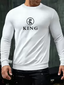 Manfinity Homme Men Letter Graphic Sweatshirt - White - View 1