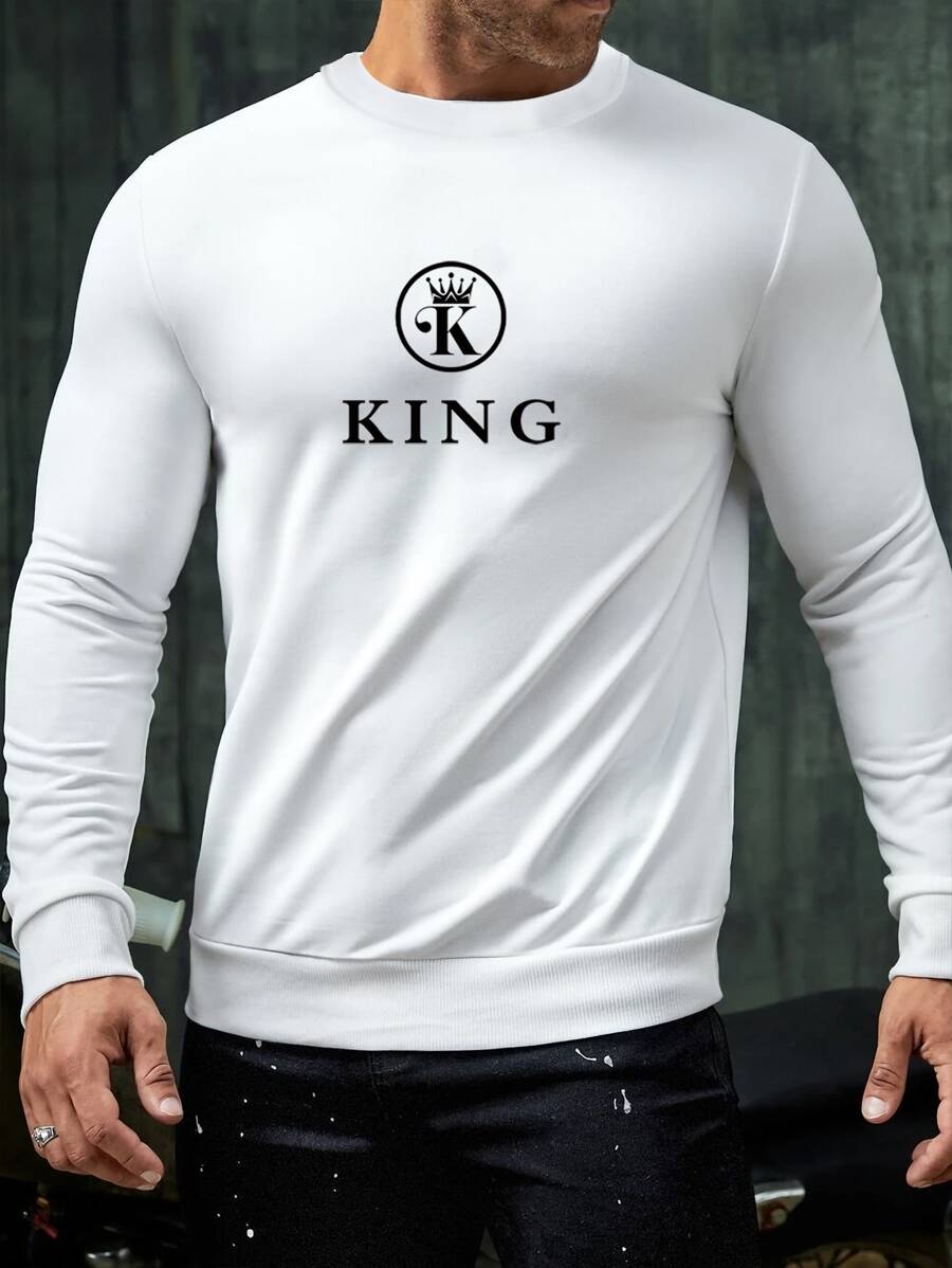 Manfinity Homme Men Letter Graphic Sweatshirt - White - View 1