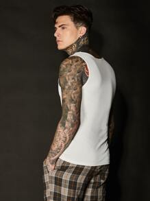 Manfinity RebelGame Men Solid Tank Top - White - View 2