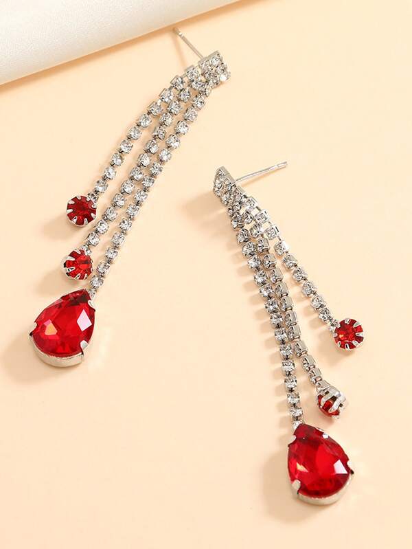 Rhinestone Water Drop Earrings