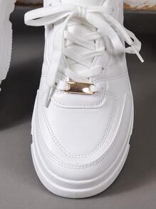 Giày Giản dị Nữ màu trơn Ren lên Thể thao - trắng - Xem 6